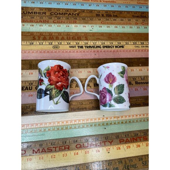 Roy Kirkham 2006 Fine Bone China Coffee Tea Cup THE ROSE COLLECTION Pair 2 Mugs - Picture 9 of 12